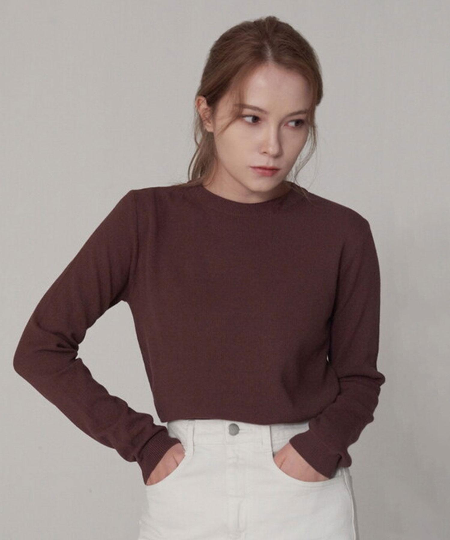 Sperone Woman S-Round Knit (4 Colors) Burgundy/Free