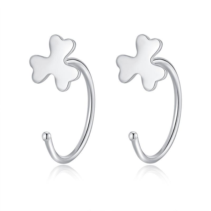 Earrings Silver Women Heart Flower Star Moon Butterfly Shape Decoration Stud