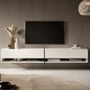 TV Stand - SELSEY - MIRRGO - 200 Cm - White with Graphite Insert - Moisture and Scratch Resistant