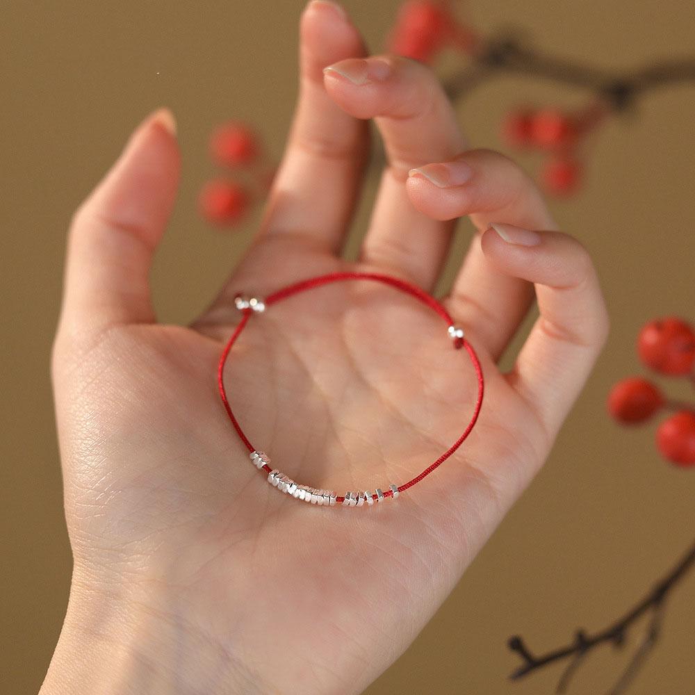 Unique Design S925 Sterling Silver Beads Red Rope Bracelets Jewelry for Women Girls Gift Accessories YB-XY-865