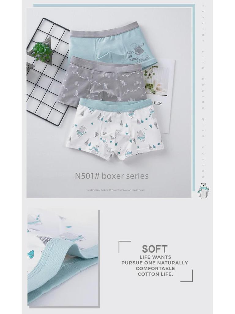 Bawełniane bokserki chłopięce, 50 sztuk - Chłopięcy wzór z kreskówki dla starszych dzieci