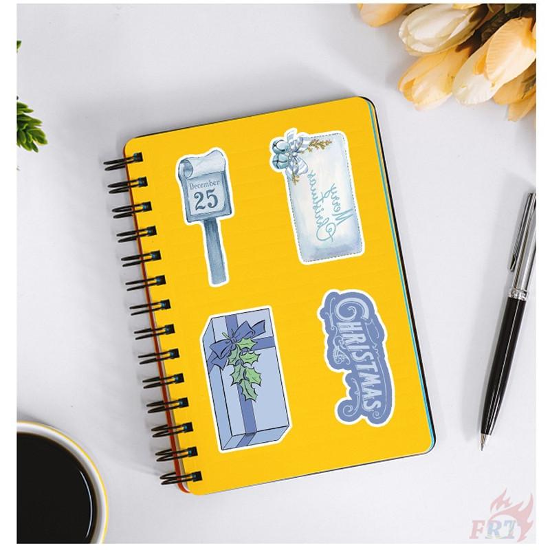 50Pcs/100Pcs Blue Merry Christmas Stickers DIY Fashion Waterproof Doodle Decals Stickers