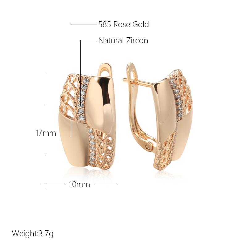 New Fashion Glossy Natural Zircon Earring For Women Unusual Creative Hollow Flowers  Rose Gold Color Vintage Jewelry