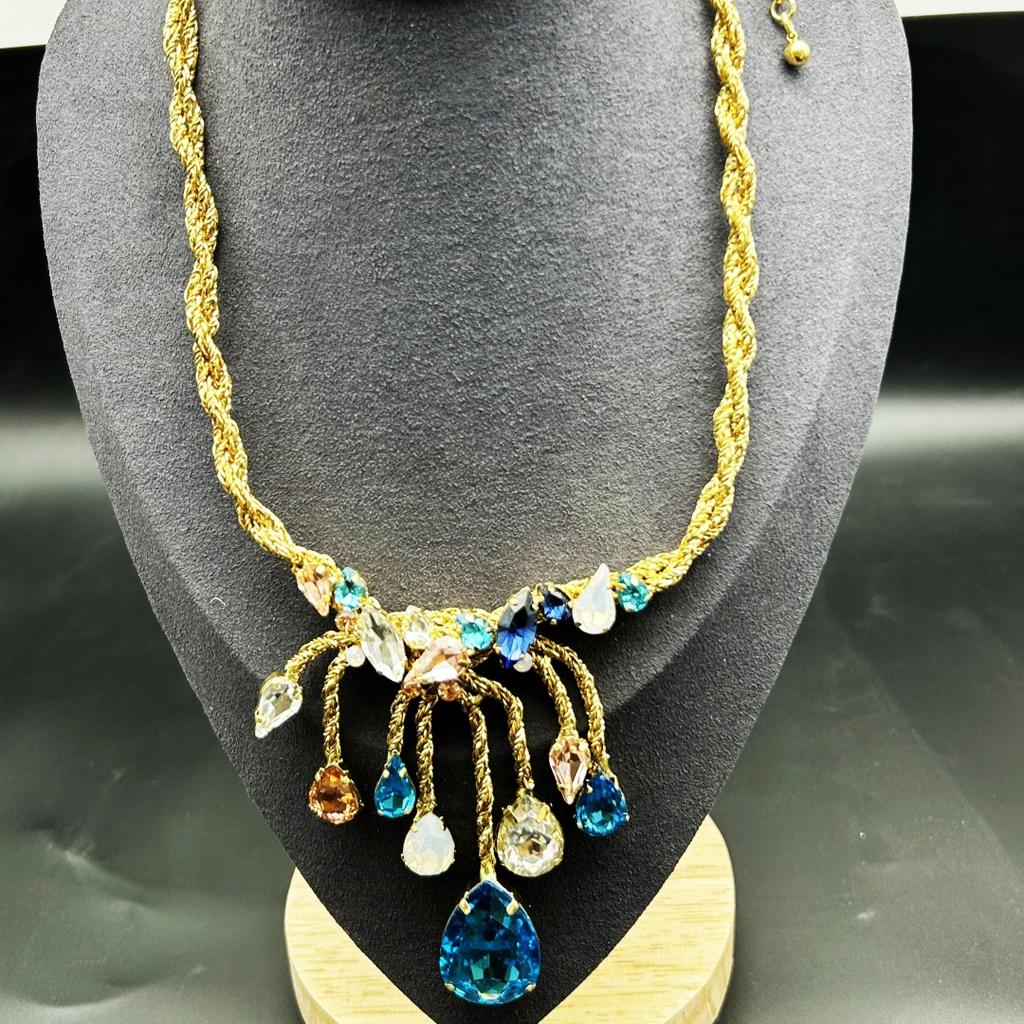 Medieval Vintage Ancient Copper Plated Real Gold Color Inlaid Necklace Bracelet Set Heavy Industry Craft Jewelry Premium Sense