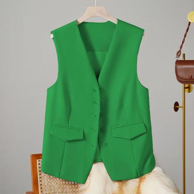 Costum pentru femei Vestă cu decolteu în V, fără mâneci, buzunare decorative, cardigan, culoare solidă, stil formal de afaceri, ocazional, îmbrăcăminte de birou, vestă