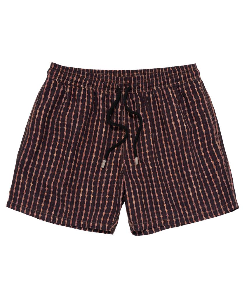 Billalei Espresso Stripe Men'S Swim Shorts - Dark Brown