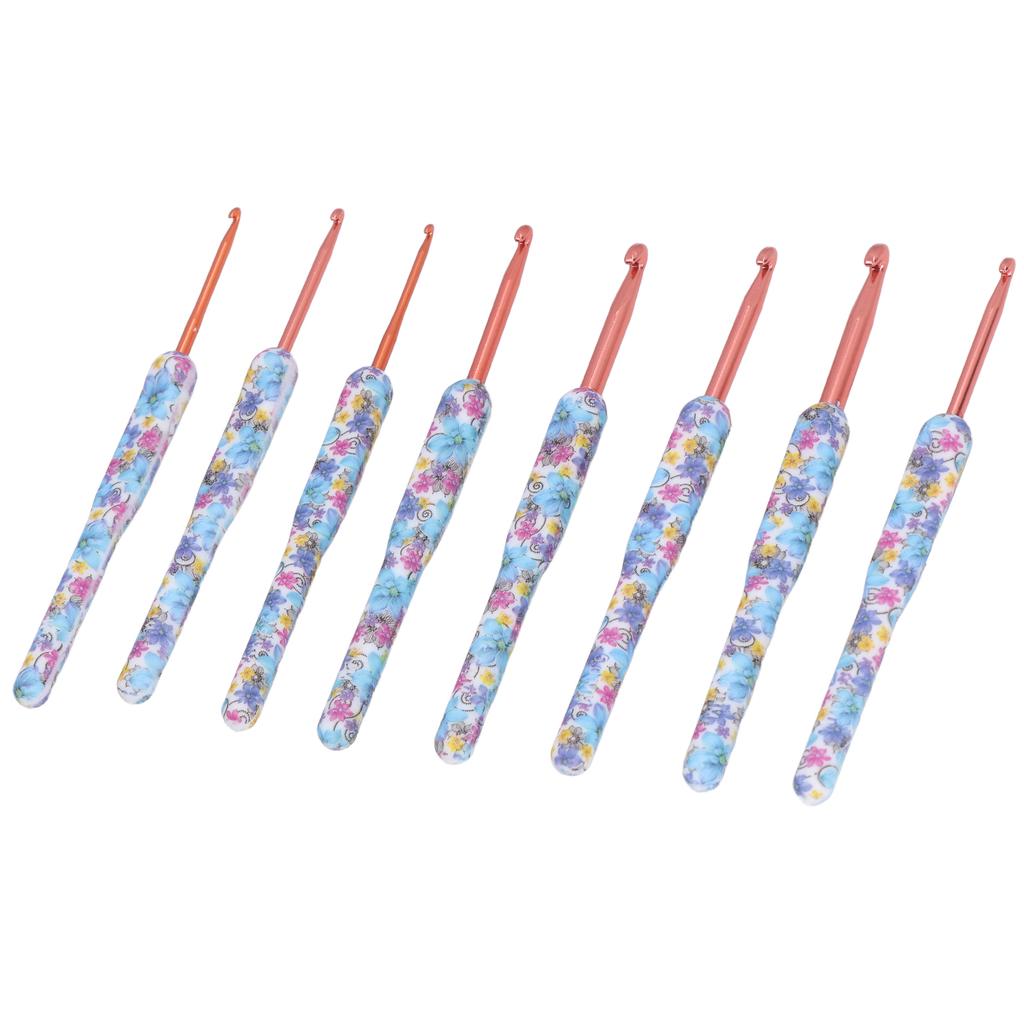 8pcs Crochet Hooks Ergonomic Design Comfortable Handle Easy Identification Compact Portable Knitting Supplies