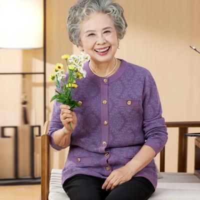 Middle-aged and Elderly Grandma Wear Autumn Clothes Autumn Mother Wear Long-sleeved Top Fashionable Women's Clothing Large Size Mother-in-law Wear
