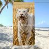 White Tiger Wheat Field Beach Towel Patterned Sunscreen And Windproof Suitable For Swimming Pool Camping Travel
