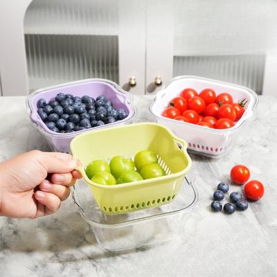 Mini Doppelschicht-Gemüsewaschbecken, Abtropfkorb, Küchenhaushalt Kunststoff Obstwaschplatte, Wohnzimmer Gemüsekorb
