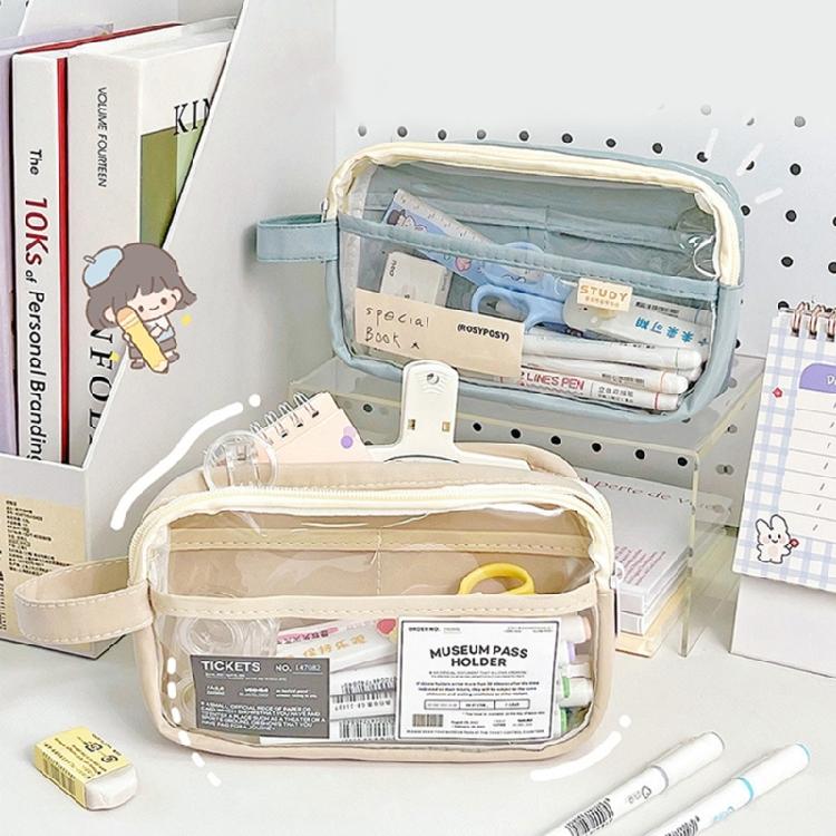 Large Capacity Pen Case Clear Pen Pouches Multifunctionnal Pencil Case Travel Cosmetic Storage Bag  for Girl Women