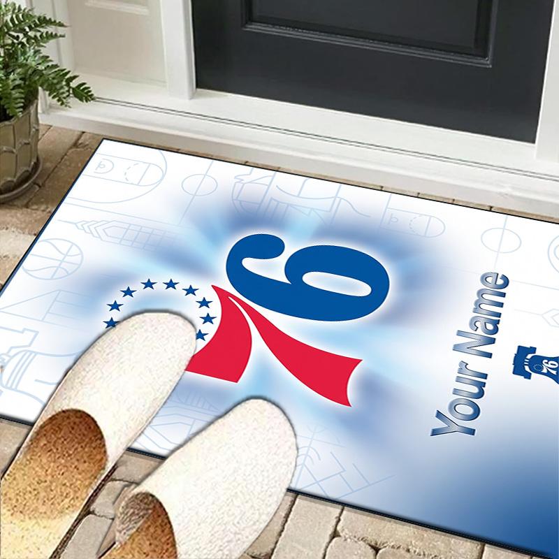 Custom NamePhiladelphia Basketball Team Carpet, Indoor Rug, Chair Rug, Living Rooms, Doormat Made From Polyester Home Decor Birthday Christmas Gifts