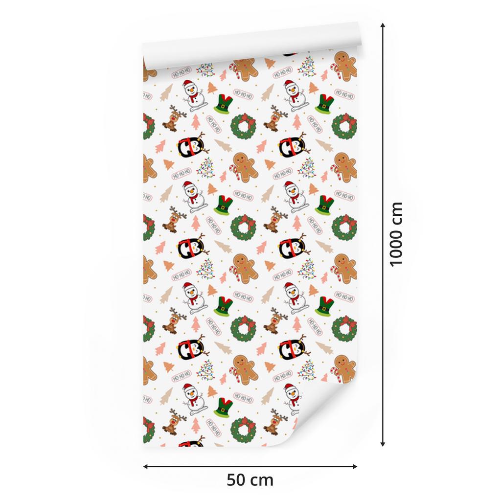 Christmas wallpaper white, light gray, cream and beige 50x1000