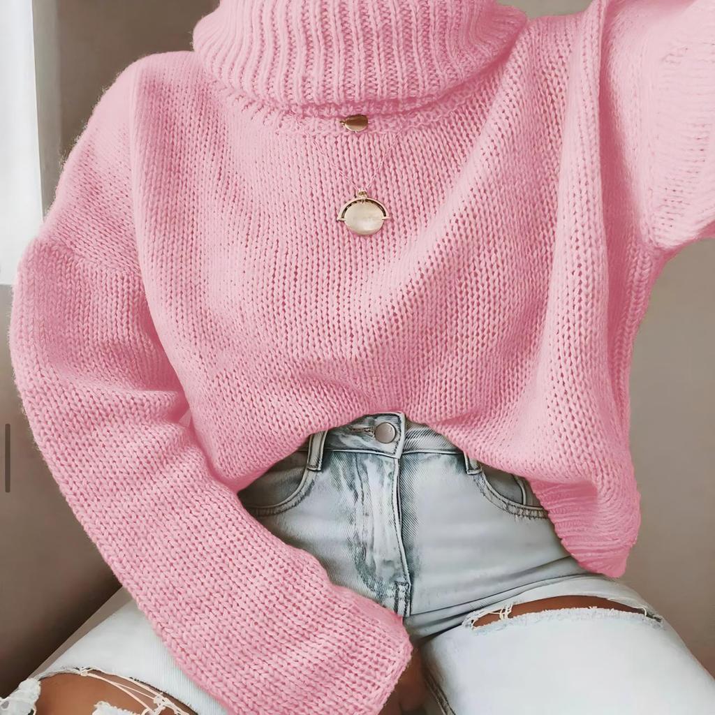 Autumn and Winter New High Neck Pullover Sweater Commuter Pullover Round Neck Sweater Women