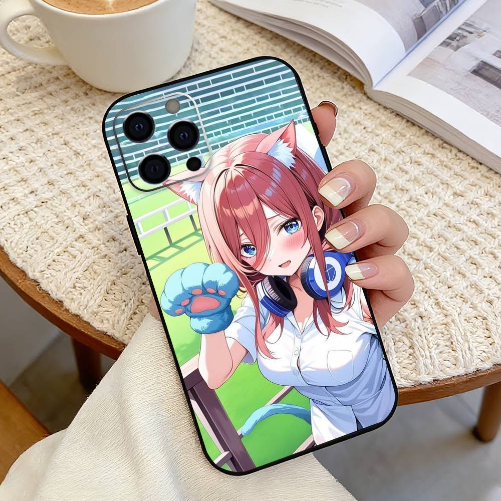 Anime Miku N-Nakano Phone Case For iPhone 17,16,15,14,13,12,11 Plus,Pro Max,XS,Soft Silicone Black Cover