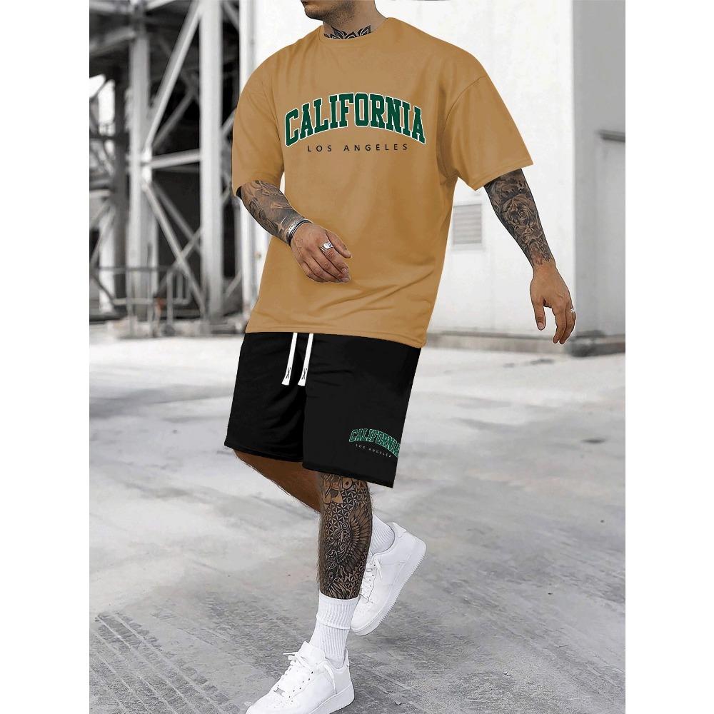 New York Men's Short-Sleeve T-Shirt and Shorts Set Relaxed-Fit Casual T-Shirt Creative Streetwear T-Shirt Unique Casual Apparel
