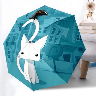 1pc Cat Crow Automatic Open/close, All-Season Portable Folding Umbrella, Travel, Everyday, Formal Events - Compact Luxury Parasol, Outdoor Accessory,