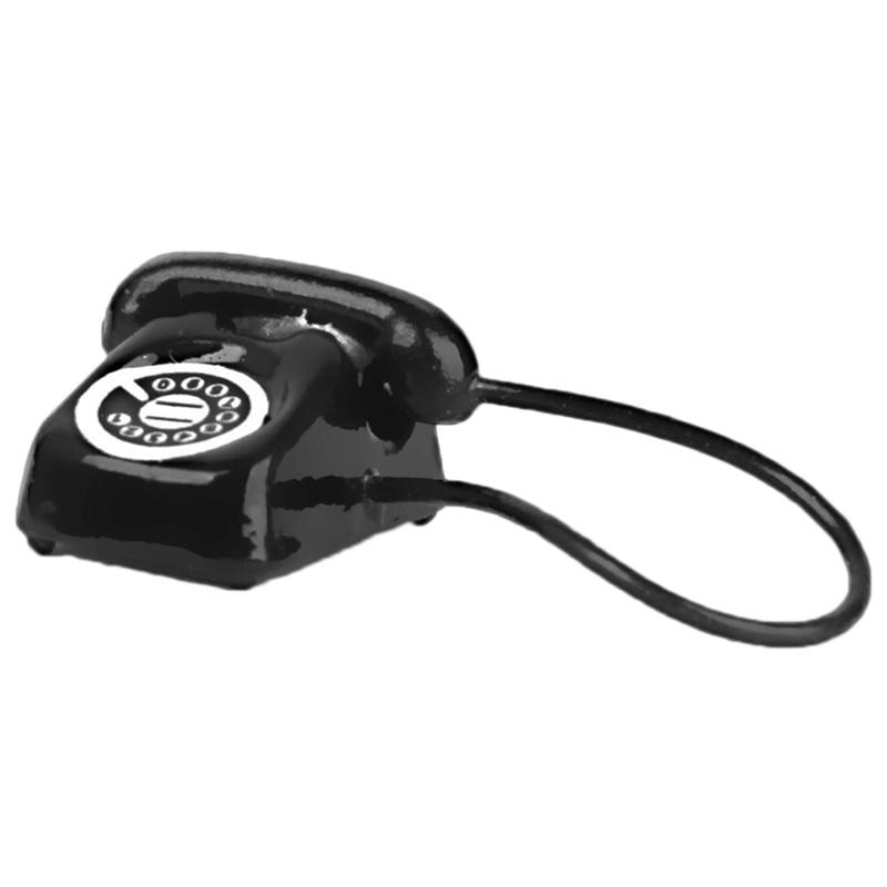 Metal Office Desk Phone Dial Telephone Dollhouse Miniature Furniture Decor