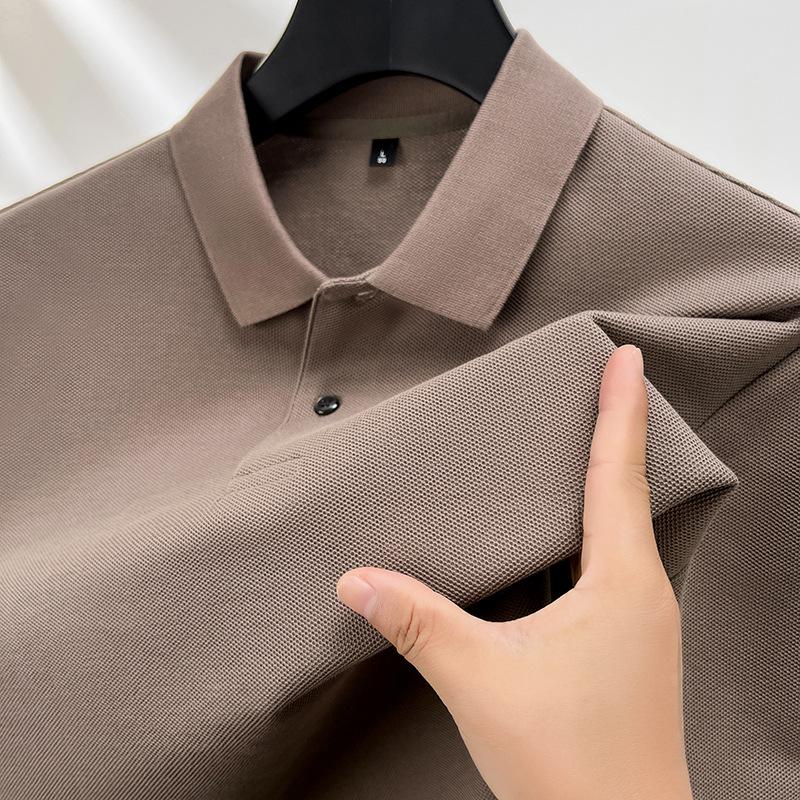 Spring and Autumn Men's Long Sleeve T-Shirt Casual Cotton Polo Shirt Men's Lapel High Sense Leading Clothes High-end