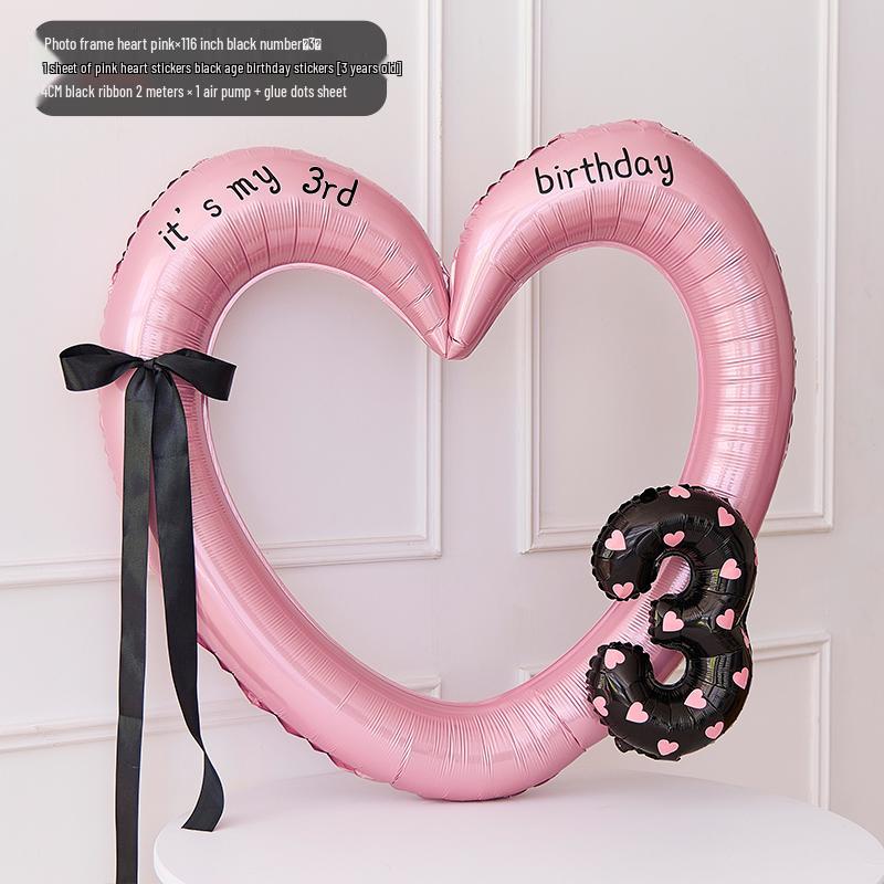 Pink Heart Photo Frame Balloon for Children's Party Decoration