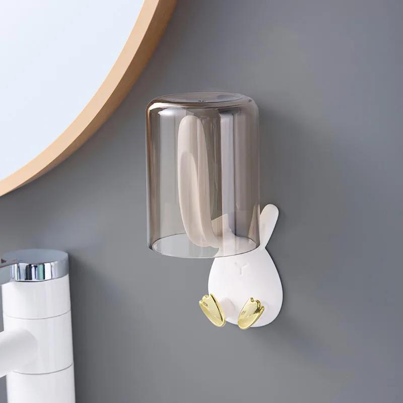 Królik Uchwyt na szczoteczki do zębów montowany na ścianie Zestaw kubków do płukania ust Kubek do płukania zębów Kubek Stojak do przechowywania Organizer Akcesoria łazienkowe