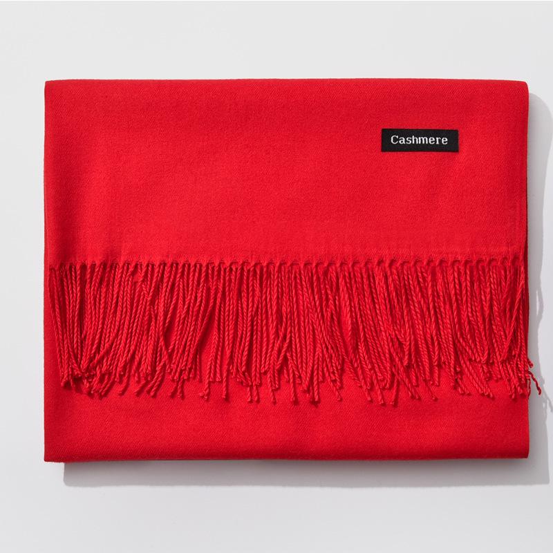 2024 Autumn/Winter Women's Solid Color Faux Cashmere Shawl & Snood Scarf Set