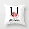 Personalized Name Flower Letter Pillow Case Alphabet Print White Square Pillow Case Dust Cover Bedroom Party Decoration