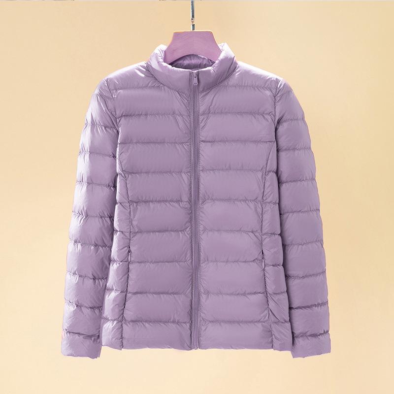 New light and thin stand-up collar down jacket women's short light and large size slim white duck down autumn and winter jacket