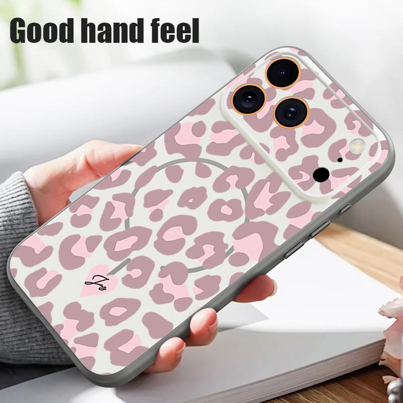 Case For iPhone 17 Pro Max Pink Leopard Print Magnetic For Magsafe Hybrid Slim Matte Cover For iPhone 16 15 14 13 Pro Max