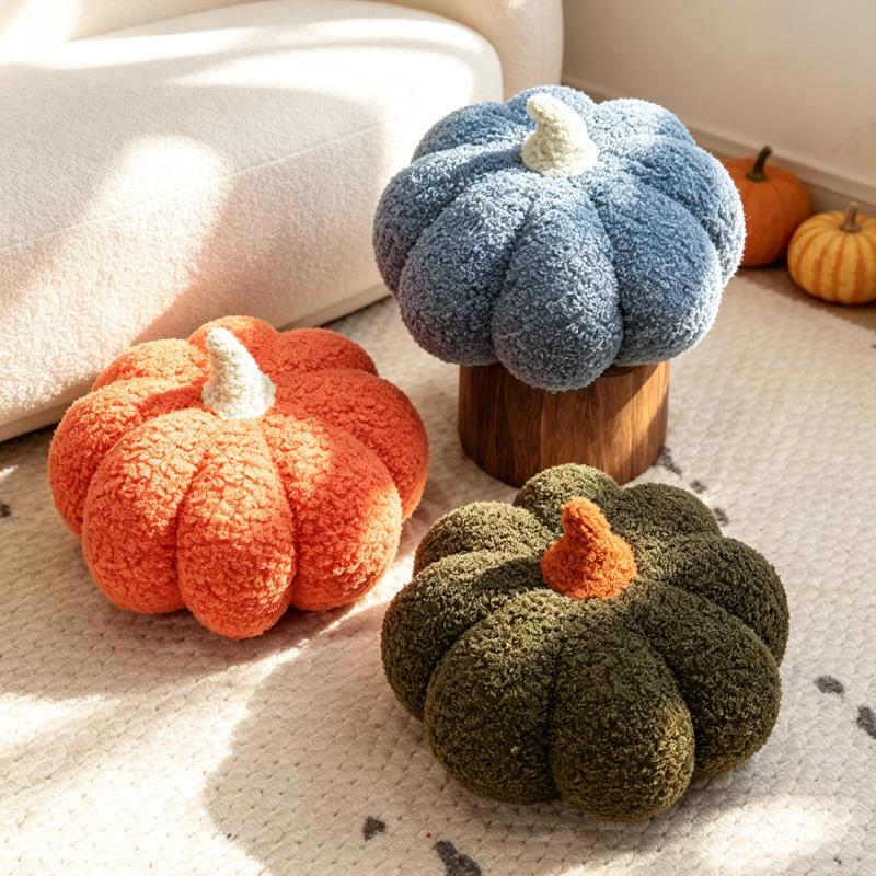 Coussin Peluche Citrouille Halloween Mignon Style Nordique - Ornement Décoratif pour Canapé de Salon