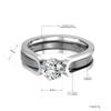 JeeMango 2 In 1 Black/White Ceramic Crystal Wedding Ring Jewelry For Women AAA Cubic Zirconia Stainless Steel Engagement R18071
