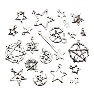 Pentagram Style 22 Antique Silver Pendant: Handmade Natural Charm Jewelry Accessory