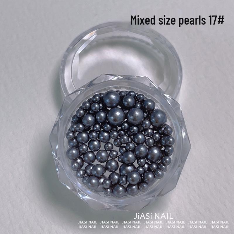 Christmas 12-Grid Mixed Color Pearl Nail Art High-Gloss 3D Beads Decorations