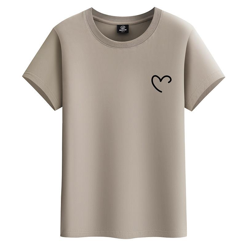 Heart Shape M-6XL Pure Cotton Mens Short-sleeved T-shirt Round Neck Boy Casual Tee Shirt