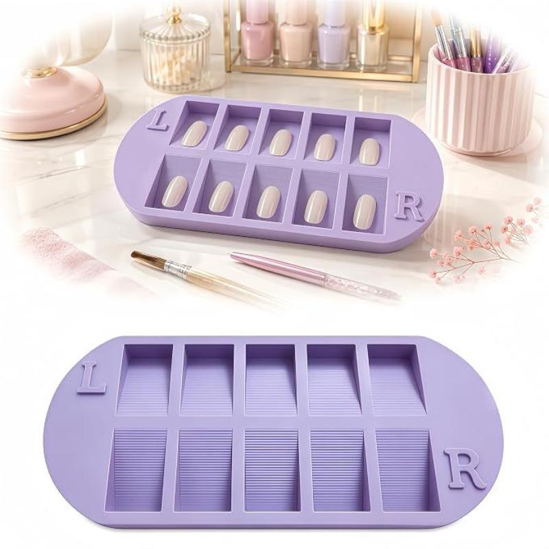 8-Grids Nail Tip Storage Tray With L/R Mark False Nail Display Organizer Reusable Nail Art Storage Plate For Salon & Home Manicu