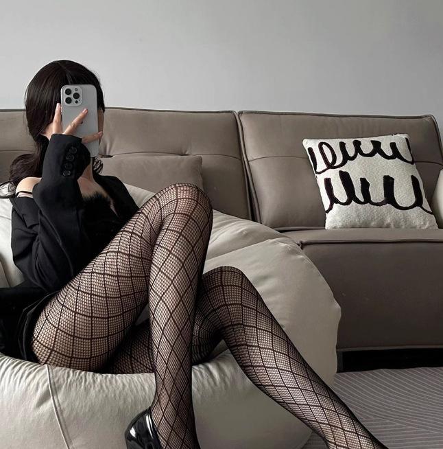 Mu Ruan Sexy Babes Black Stockings Pure Desire High Thigh Socks Hollow Summer Suspender Net Socks Women Jk