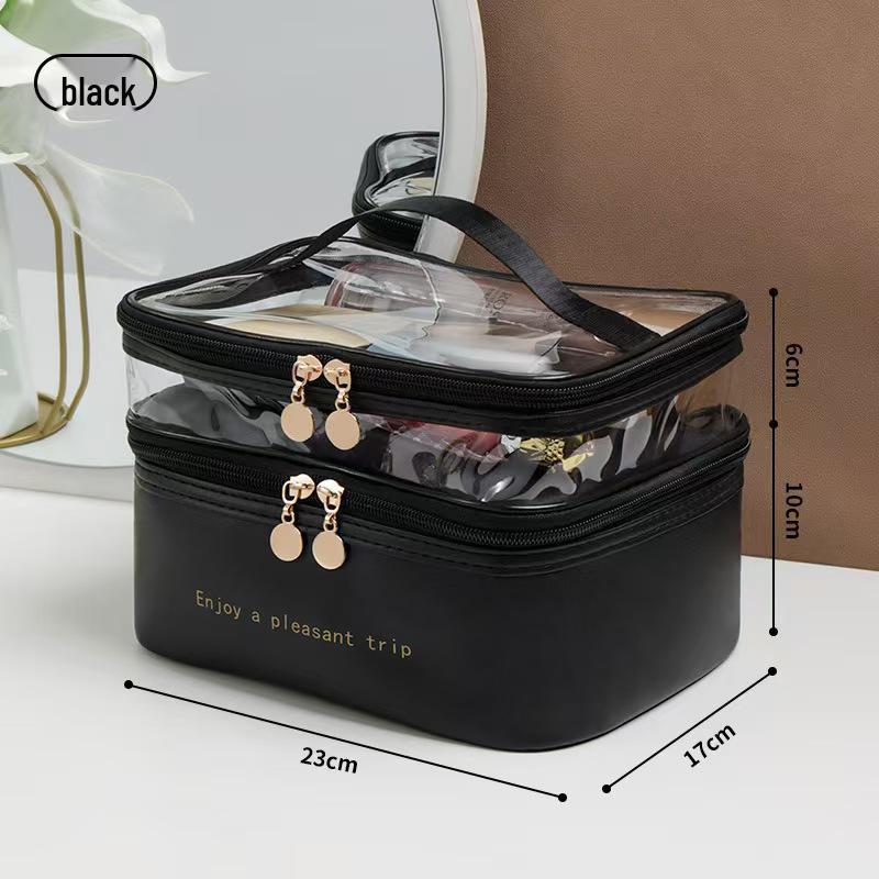 PVC Transparent Minimalist Toiletry Bag - Waterproof, Wet/Dry Separation, Large Capacity