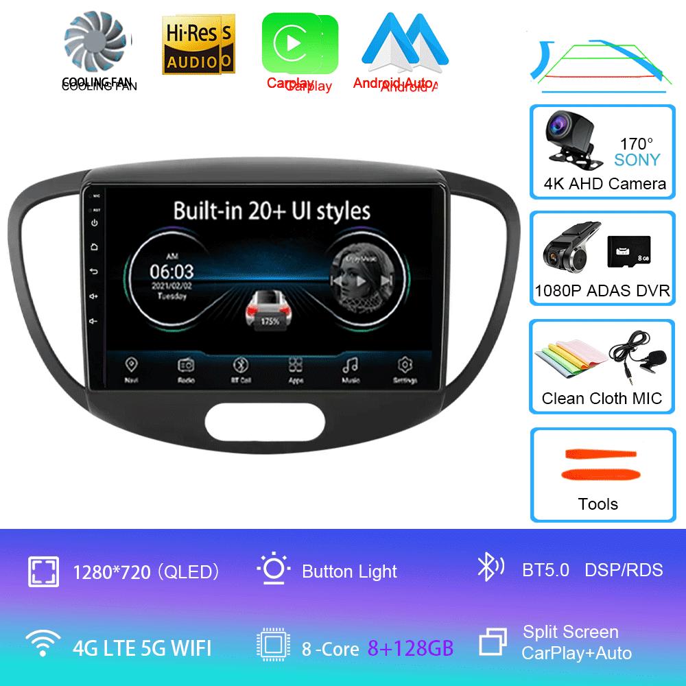 Android 14 Carplay Auto Car Radio For Hyundai I10 2007 - 2013 GPS Recorder Multimedia Video Player 4G+WiFi DSP