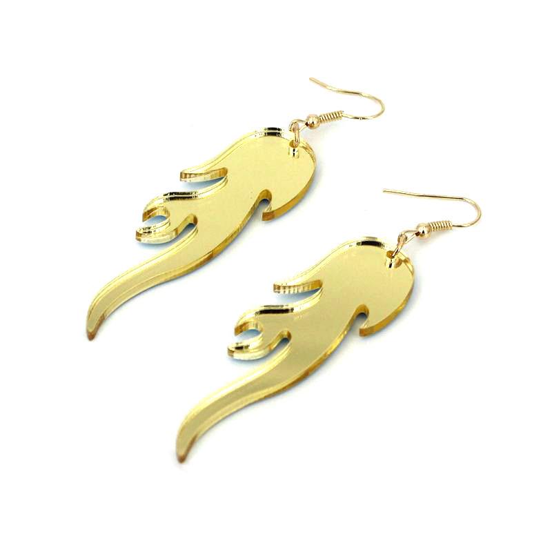 Acrylic Gold Flame Multi-color Dangle Earrings for Women