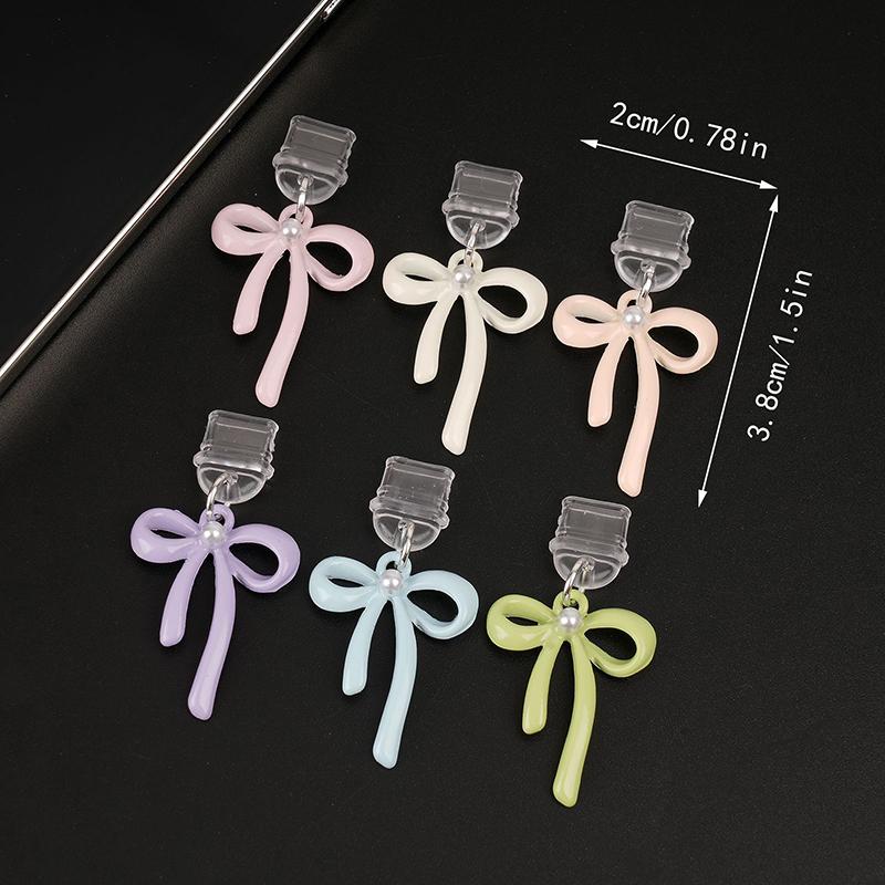 Phone Dust Plug Pendant For Type-C Port Cute Bow Mobile Phone Dust Plug Charging Port Protector Anti-Dust Plug Cover