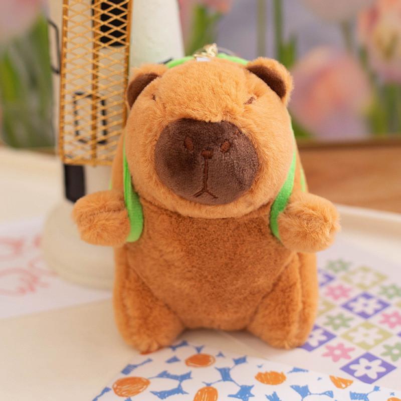 Hat Orange Frog Capybara With Backpack Plush Keychain Toy Decoration Pendant