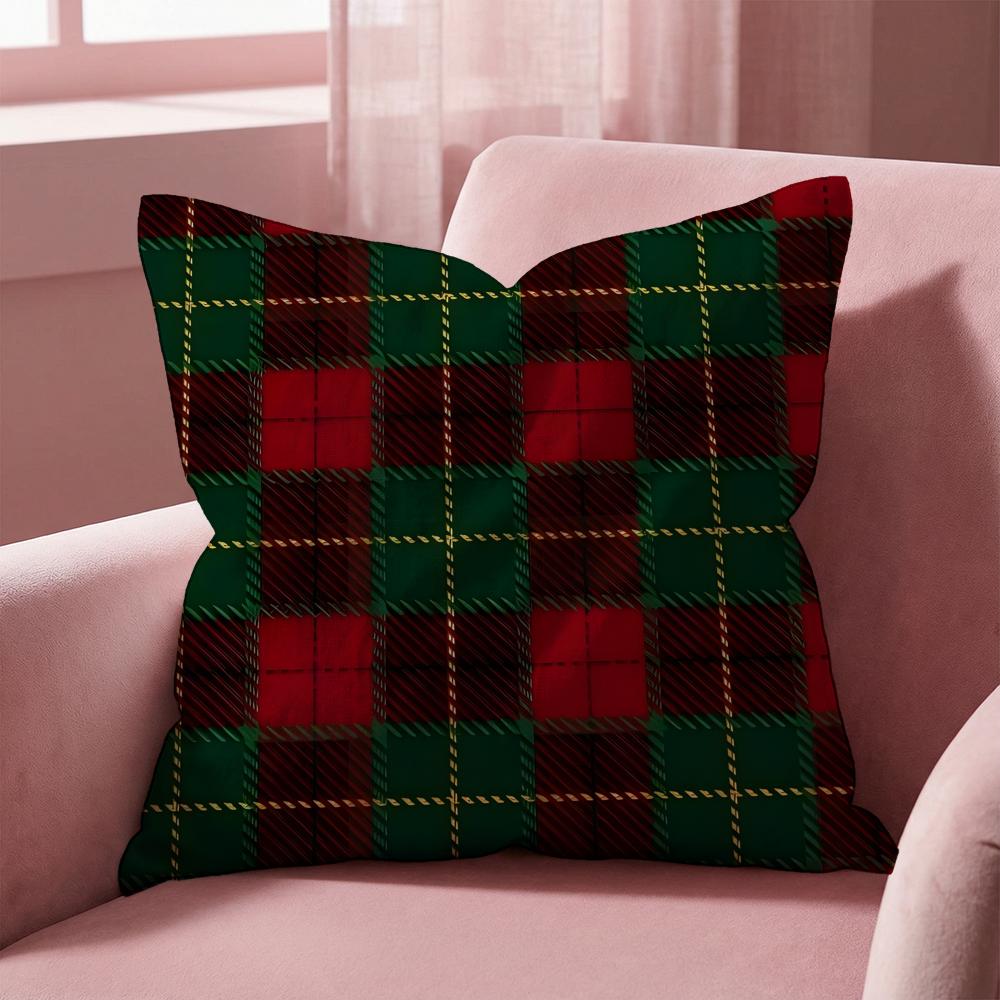 

Christmas Plaid Cushion Cover Multi-Scene Pillow Cover for Home & Car - Reversible, Soft & Durable for Daily Use 30cmx30cm