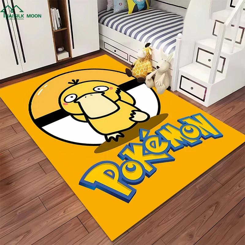 Japanese P0kem0n Theme Psyduck Printed Carpet Rugs for Living Room Bedroom Dining Office Sofa Non-Slip Large Decor Mat Potdemiel