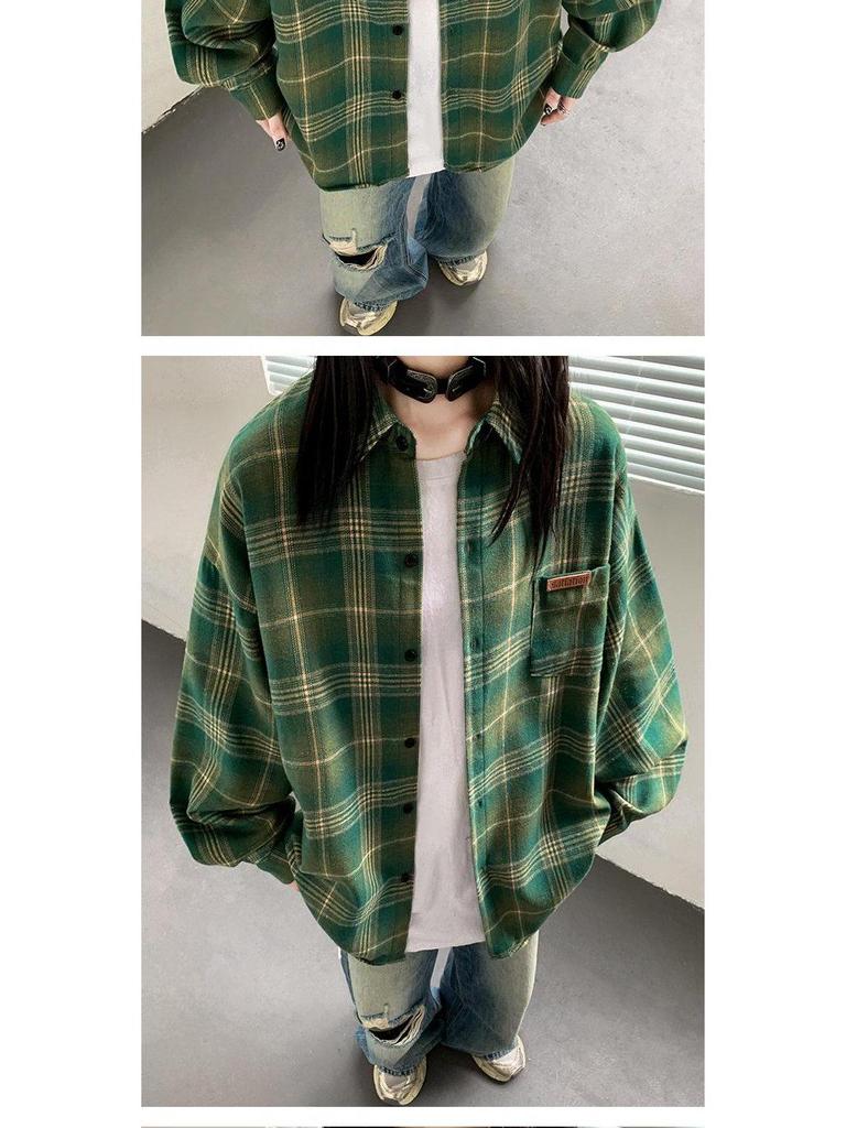 Women's Plaid Long Sleeve Shirt - Casual, Loose-Fit Top for Autumn and Spring