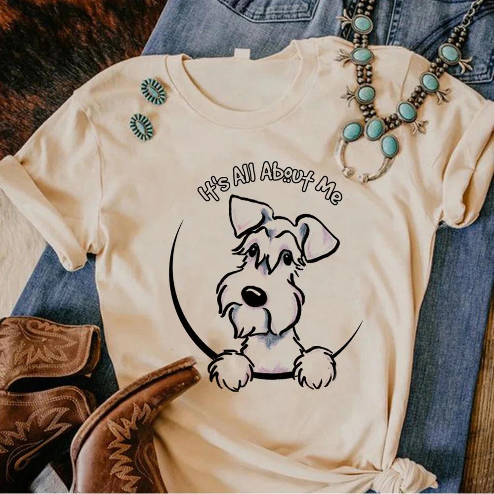 Шнауцер Женская Японская Комиксная Смешная Футболка Девочка Комиксная Одежда Смешная Собака Принт Уличная Одежда Модная Женская Одежда Y2k Футболка Топы S