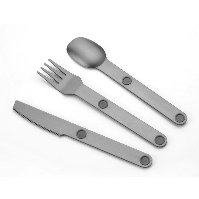 3pcs Magnetic Aluminum Cutlery Set - Travel Picnic Camping Cutlery Set Including Steak Knife, Spoon, Salad Fork
