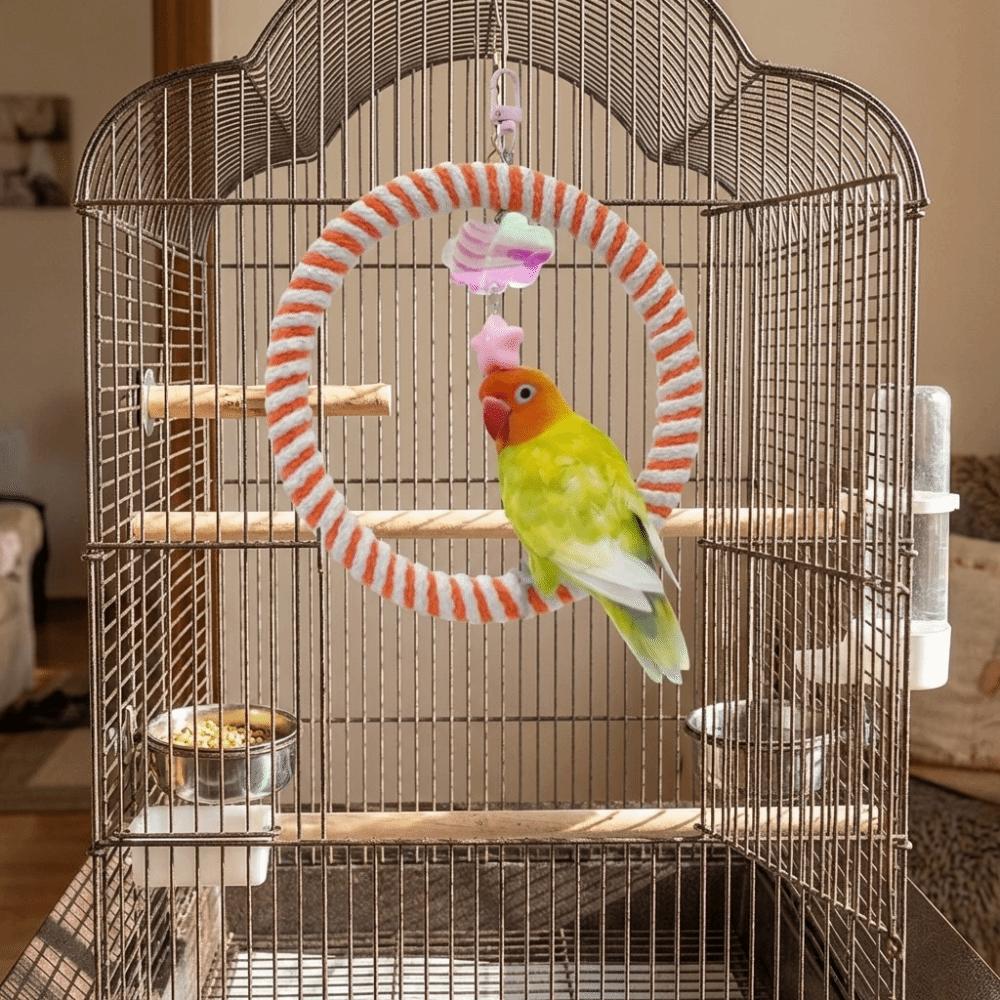 Wear-Resisting Bird Toy Swing Hanging Parrot Perch Multi-Function Parrot Swing Ring  Cockatiel