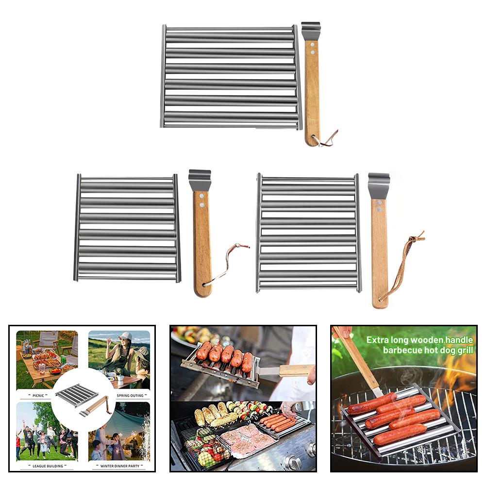 Cooking Events Outdoor Parties Sausage Roller Grill Hot Dog Grill Rack Outdoor Parties Removable Stainless Steel