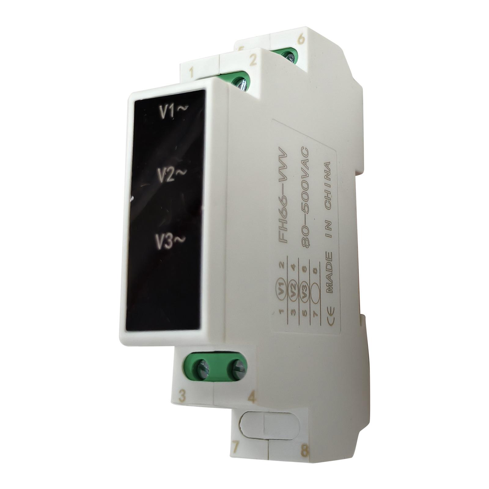 

Din Rail Mount Voltage Meter Volt Tester AC80V-500V Three Phase Mini Modular Voltmeter Gauge Digital Display Detector