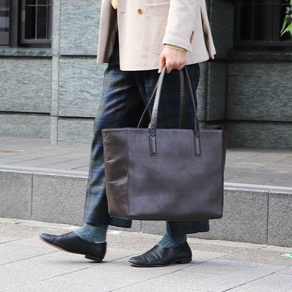 Genuine Leather NP Leather Simple Tote Bag Stylish Boosters Navy [Boosters]